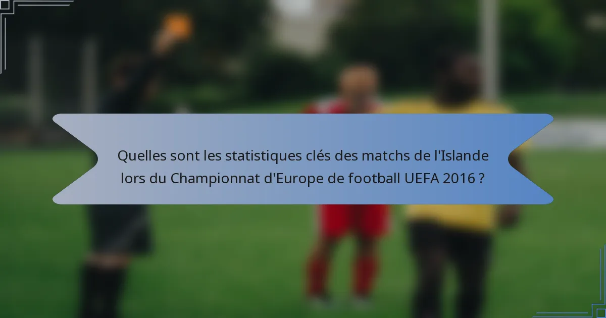 Quelles sont les statistiques clés des matchs de l'Islande lors du Championnat d'Europe de football UEFA 2016 ?