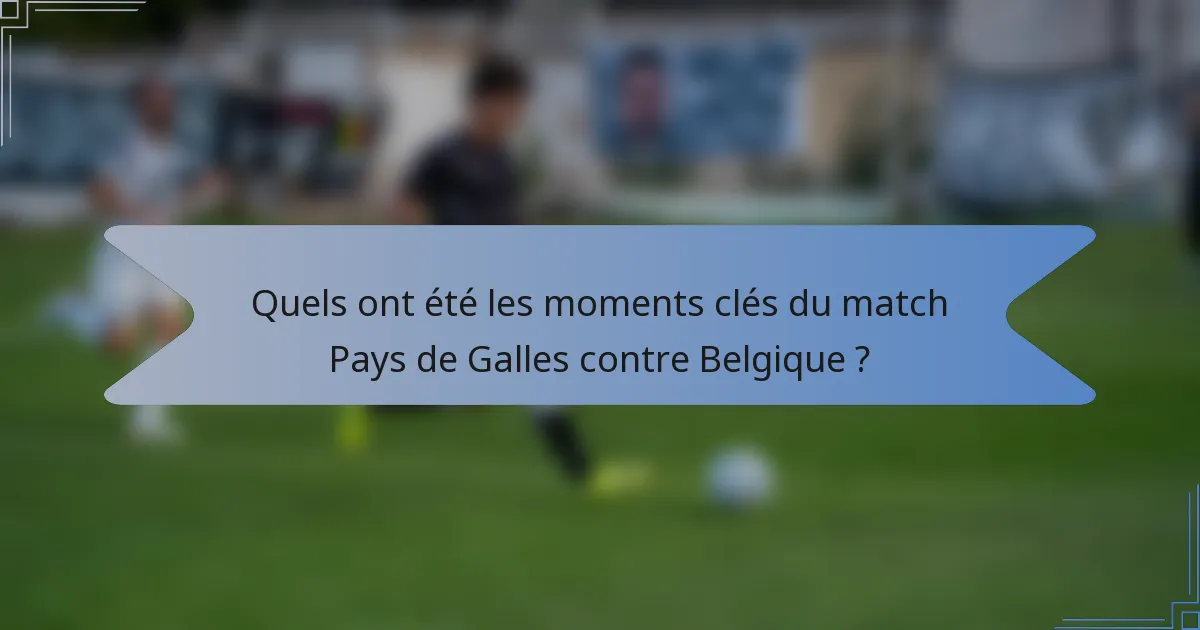 Quels ont été les moments clés du match Pays de Galles contre Belgique ?