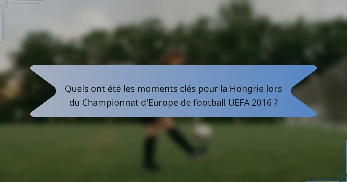 Quels ont été les moments clés pour la Hongrie lors du Championnat d'Europe de football UEFA 2016 ?